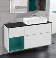 Тумба с раковиной Villeroy & Boch Finion 120 glossy white, cedar matt, внутренняя подсветка, настенная подсветка