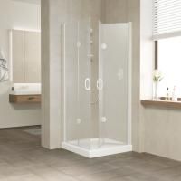 Душевой уголок Vegas Glass 2GPS LUX 90*80 01 10 R профиль белый, стекло сатин