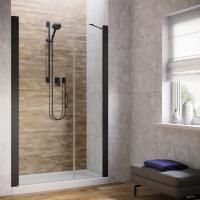 Душевая дверь в нишу Vegas Glass EP-F-2 LUX 155 02М crystalvision L профиль черный матовый, стекло crystalvision