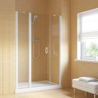 Душевая дверь в нишу Vegas Glass EP-2F LUX 135 01 crystalvision L профиль белый, стекло crystalvision