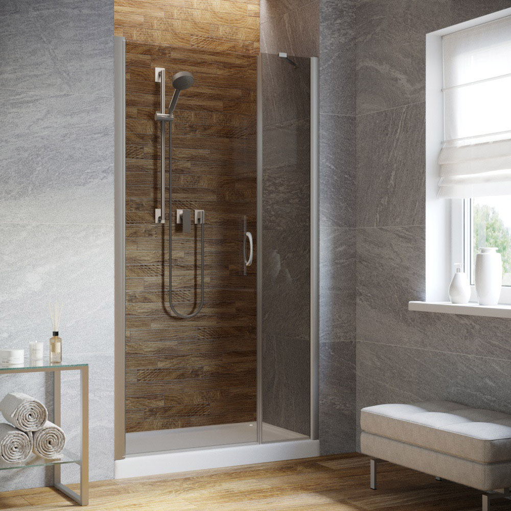 Душевая дверь в нишу Vegas Glass EP-F-2 LUX 150 07 07 L, профиль матовый хром, стекло графит