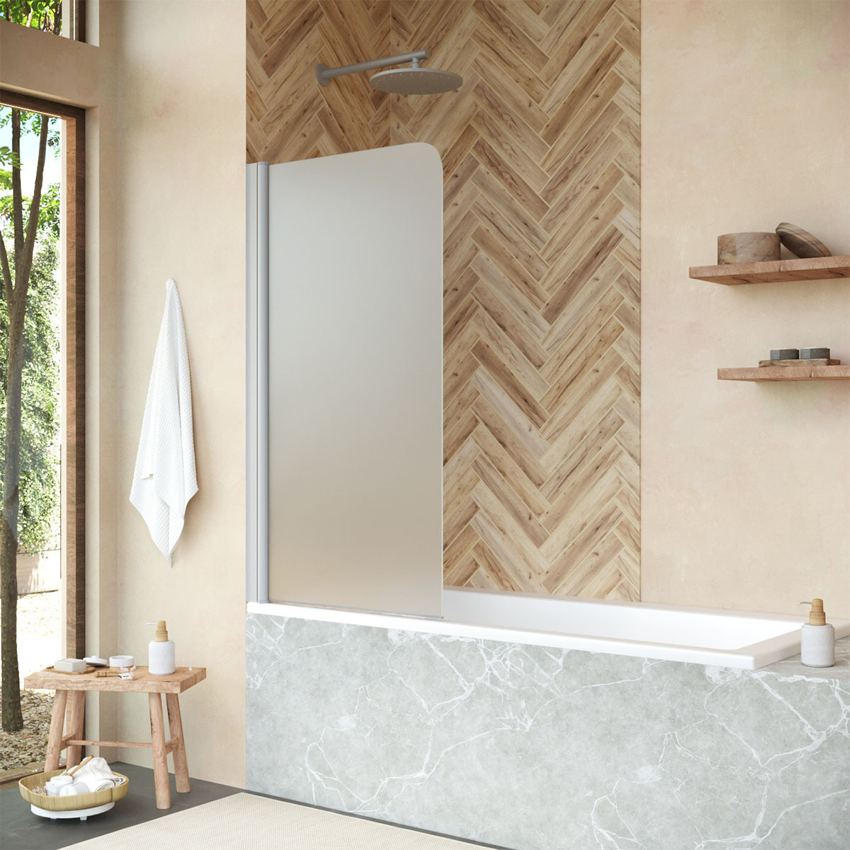 Шторка на ванну Vegas Glass EV NOVO 70 07 10 L, профиль матовый хром, стекло сатин