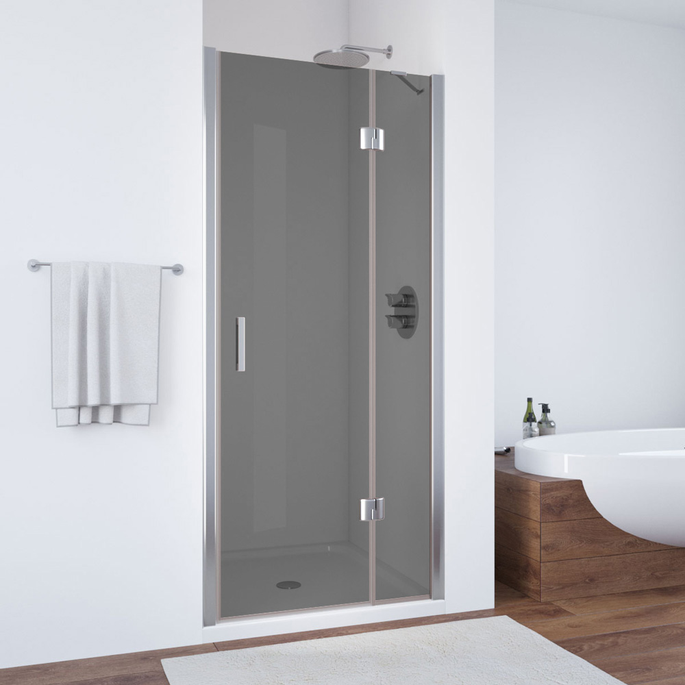 Душевая дверь в нишу Vegas Glass  AFP TUR NOVO h1890 120 08 07 R, профиль глянцевый хром, стекло графит