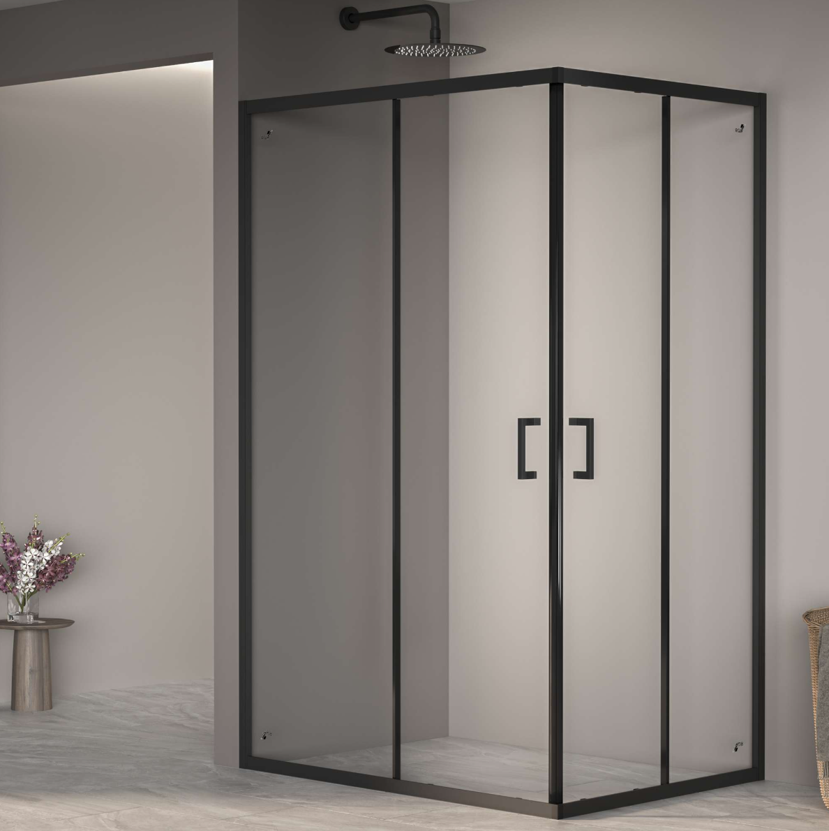 Душевой уголок RGW Passage PA-040B 1000x900x1950 профиль черный, стекло прозрачное