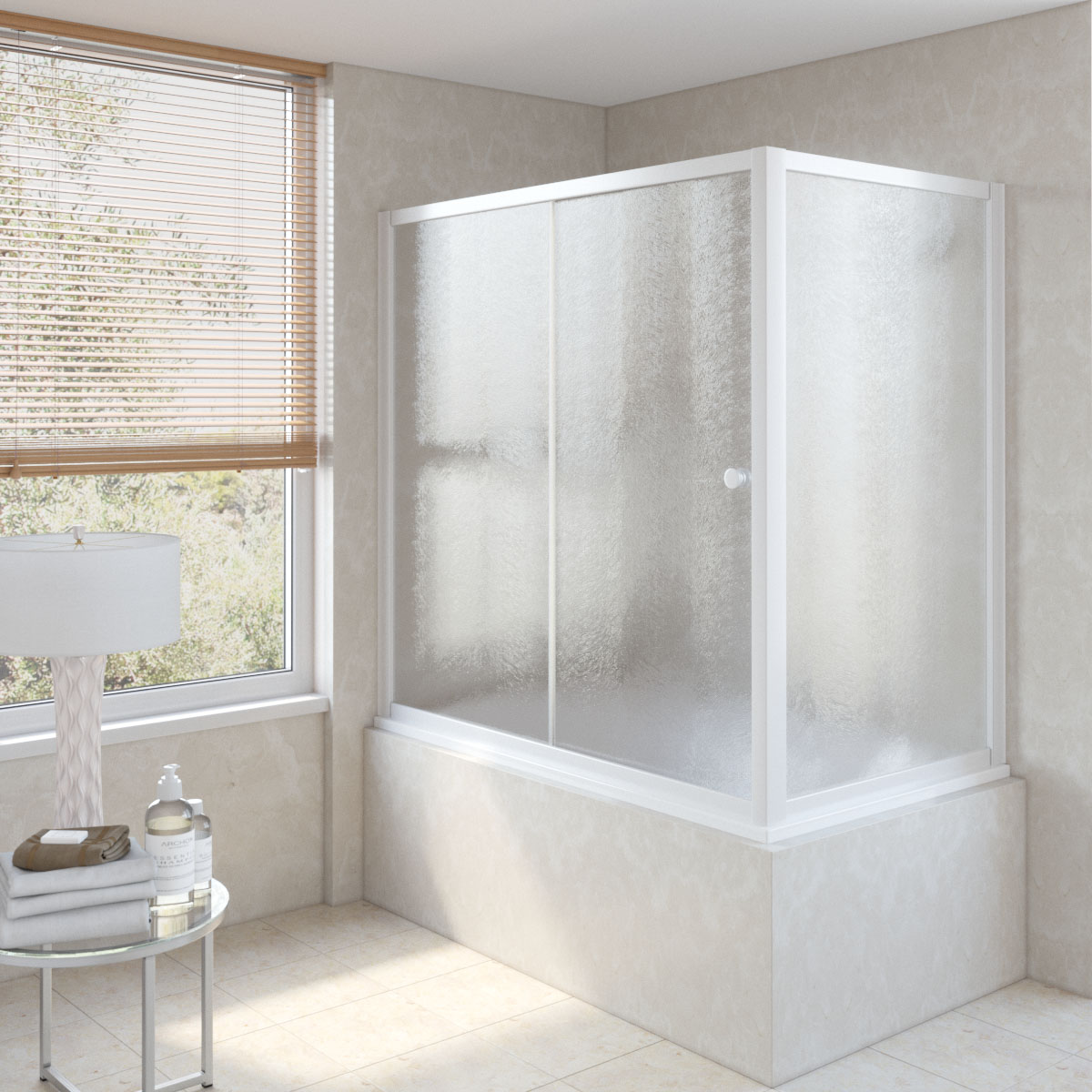 Шторка на ванну Vegas Glass  ZV+ZVF NOVO 170*70 01 02, профиль белый, стекло шиншилла