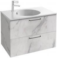 Тумба с раковиной Jacob Delafon Odeon Rive Gauche 80 белый мрамор, 2 ящика, ручки черные