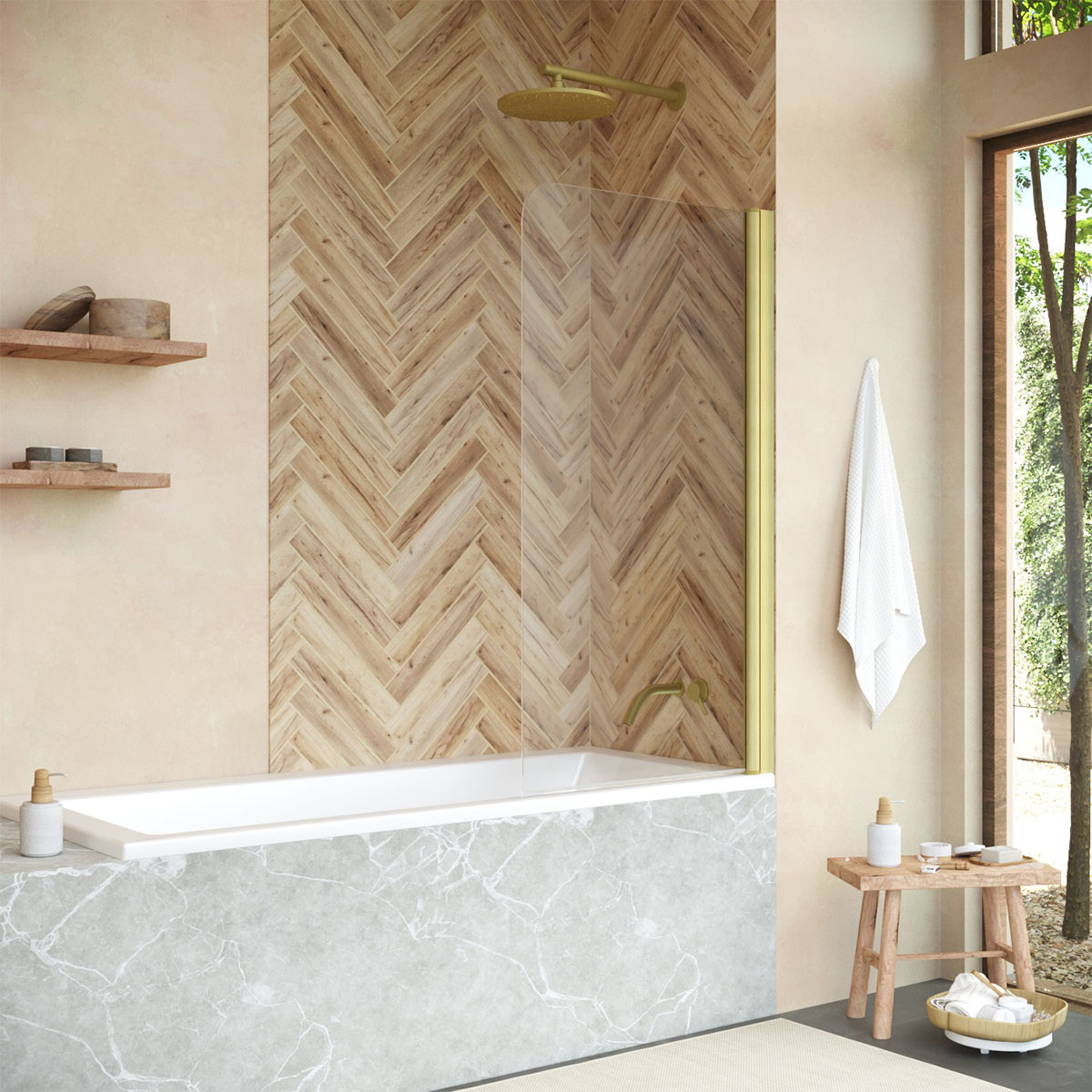 Шторка на ванну Vegas Glass EV NOVO 70 03 crystalvision, профиль золото матовое, стекло crystalvision