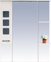 Зеркало-шкаф Misty Квадро 75 L бежевая эмаль, с подсветкой