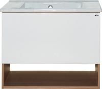 Тумба с раковиной Misty Невада 65 подвесная, белая, вишня верона