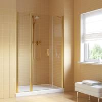 Душевая дверь в нишу Vegas Glass EP-2F LUX 135 09 01 L профиль золото глянцевое, стекло прозрачное