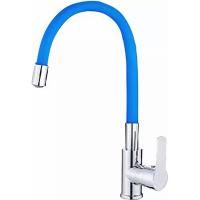 Смеситель для кухни Haiba HB70112-4 с гибким изливом, синий/ хром