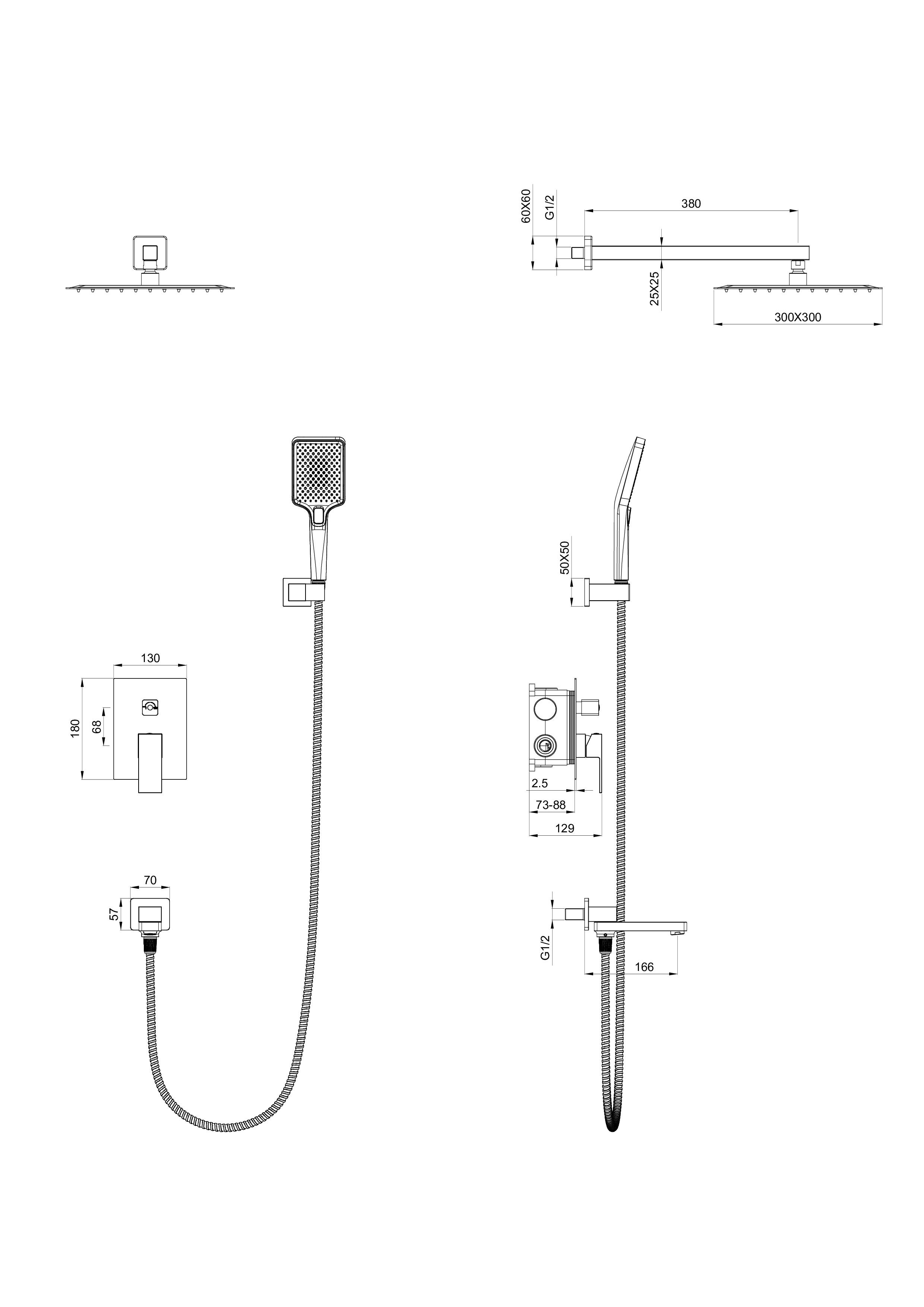 Душевая система Wonzon & Woghand Cube WW-88939016-BGM