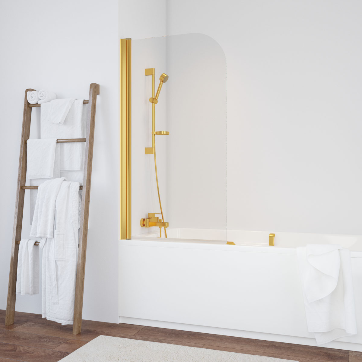 Шторка на ванну Vegas Glass EV 76 09 crystalvision, профиль золото глянцевое, стекло crystalvision