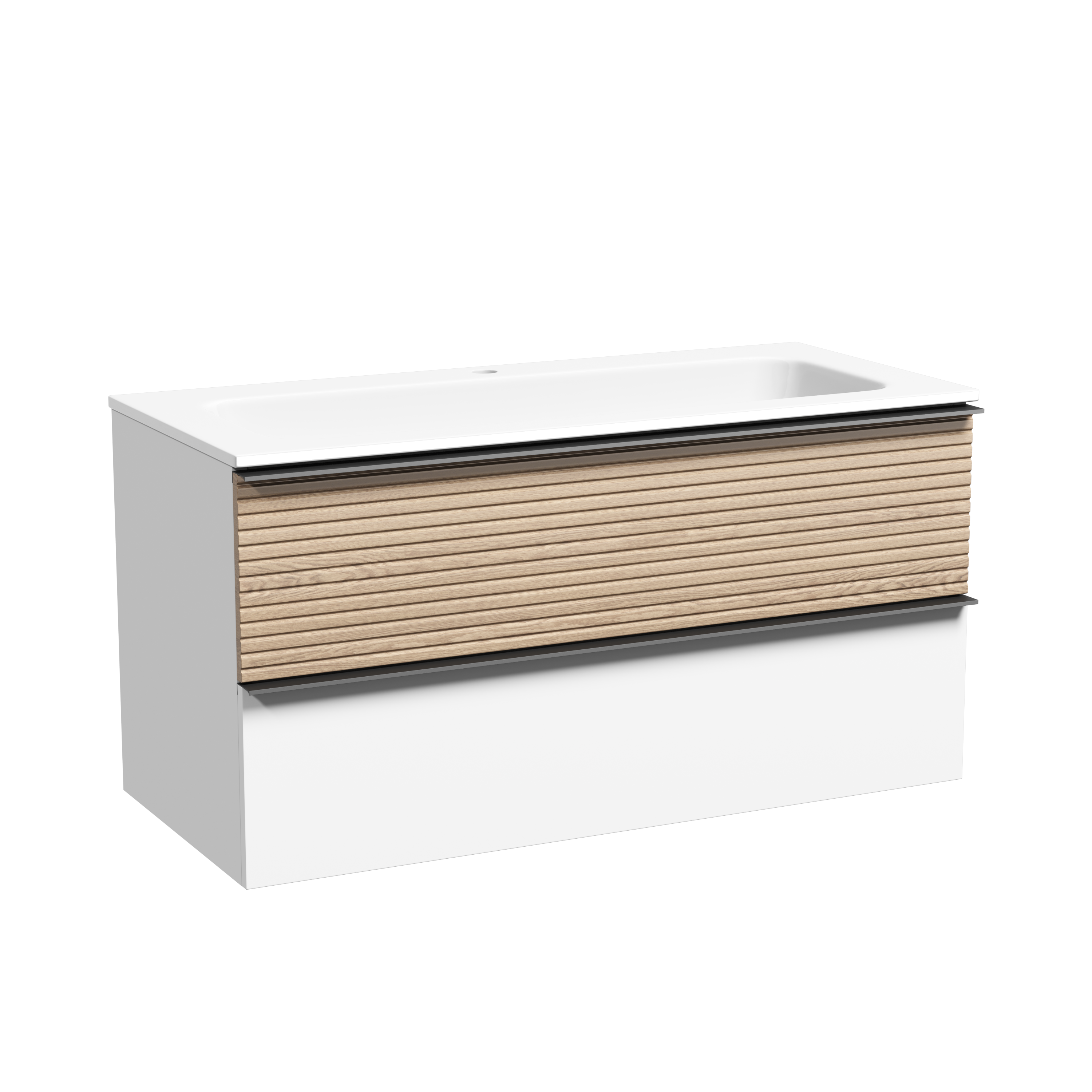 Тумба с раковиной Sancos Delta 100 дуб светлый/белый, DL100W