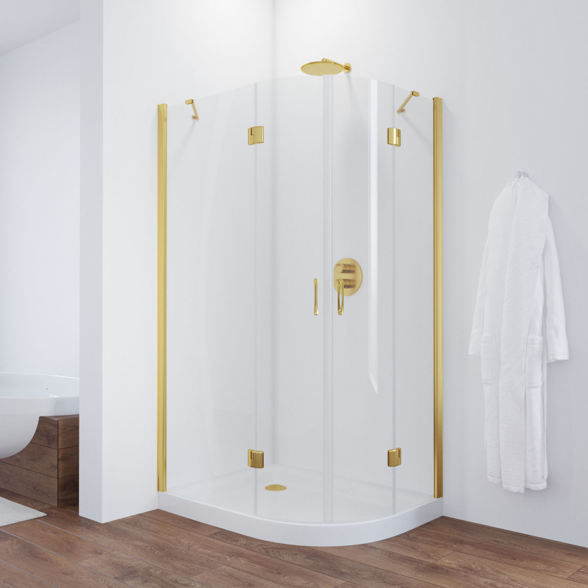 Душевой уголок Vegas Glass AFS-F TUR NOVO h1890 120*80 09 01 L, профиль золото глянцевое, стекло прозрачное