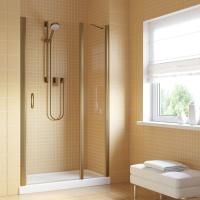 Душевая дверь в нишу Vegas Glass EP-F-1 LUX 145 05 01 R профиль бронза, стекло прозрачное