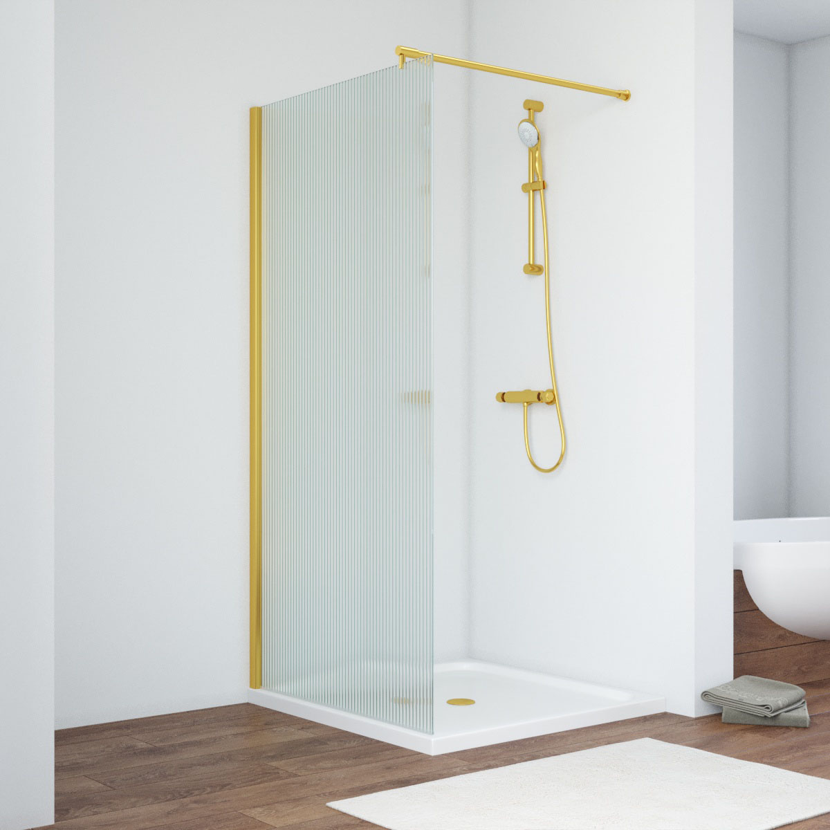 Душевая перегородка Vegas Glass EAF TUR NOVO 106 09 Moru, профиль золото глянцевое, стекло Moru