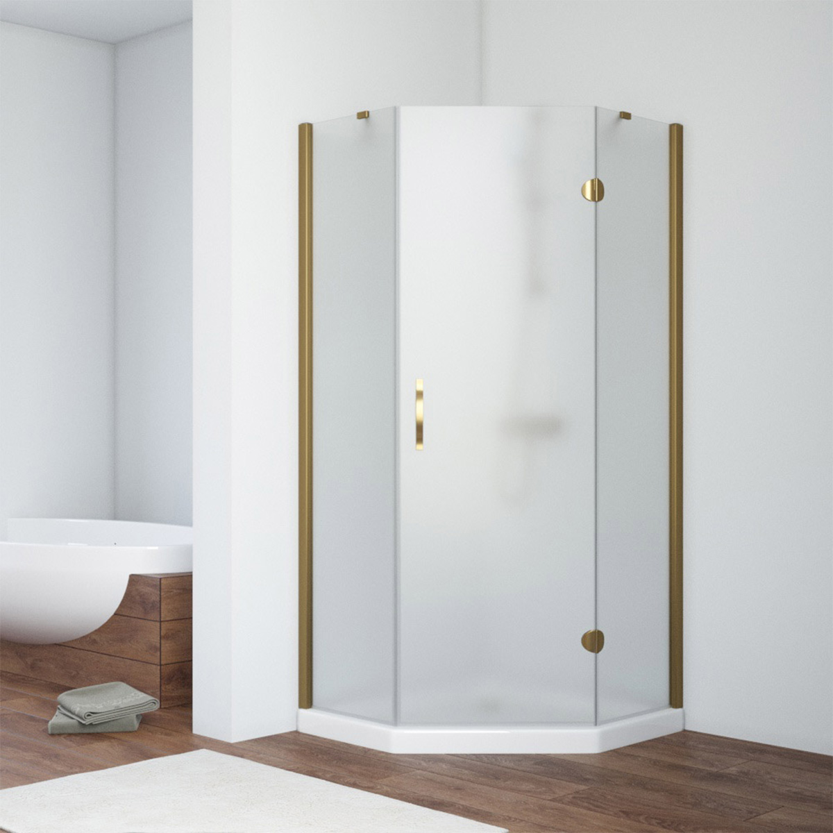 Душевой уголок Vegas Glass AFA-Pen NOVO 110 05 10 R, профиль бронза, стекло сатин