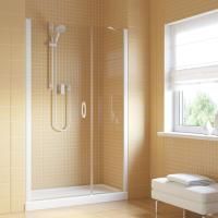 Душевая дверь в нишу Vegas Glass EP-F-2 LUX 150 01 crystalvision L профиль белый, стекло crystalvision