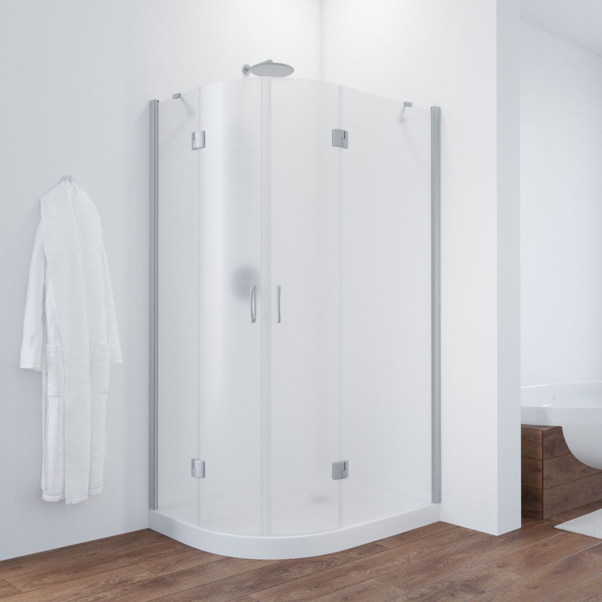 Душевой уголок Vegas Glass AFS-F NOVO 120*110 07 10 R профиль матовый хром, стекло сатин