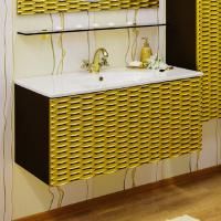 Тумба с раковиной Sanflor Белла 100 шоколадный, патина золото