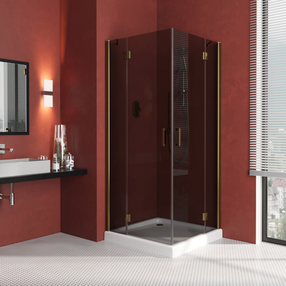 Душевой уголок Vegas Glass AFA LUX 90 05 07, профиль бронза, стекло графит