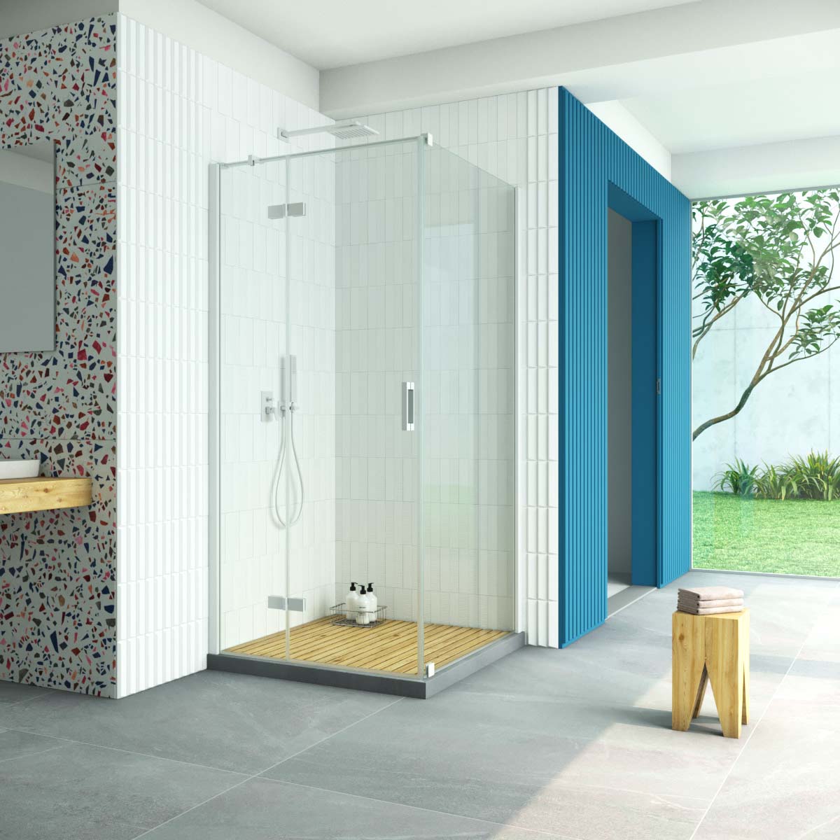 Душевой уголок Vegas Glass AFP-Fis Retta 80*70 01 crystalvision L, профиль белый стекло crystalvision