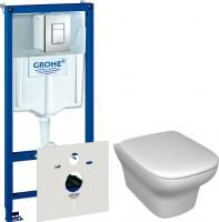 Инсталляция Grohe Rapid SL 38775001 4 в 1 с кнопкой + унитаз подвесной Jacob Delafon Vox EDM102-00 + сиденье Vox E20142-00 с микролифтом