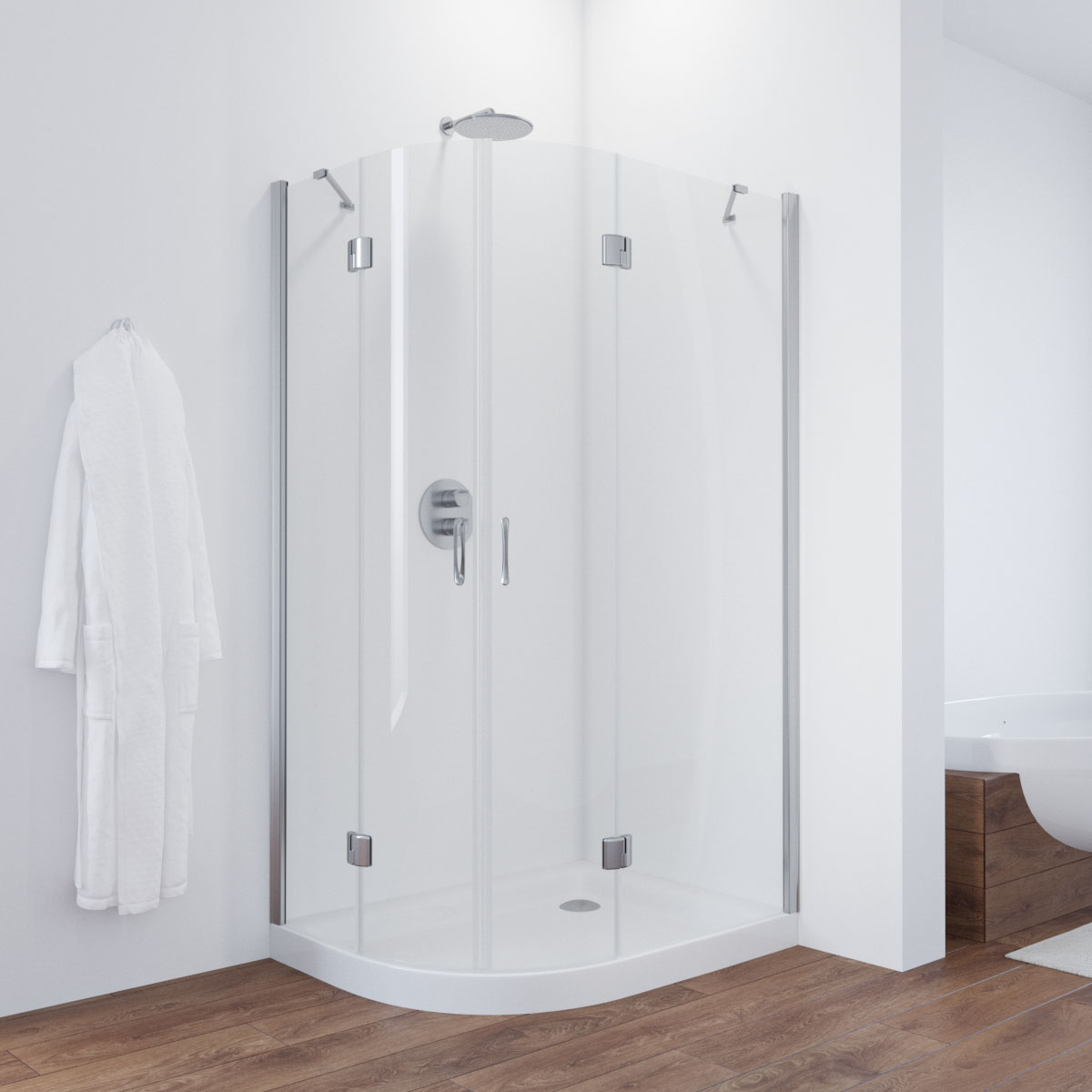 Душевой уголок Vegas Glass AFS-F TUR NOVO h1890 120*90 08 01 R, профиль глянцевый хром, стекло прозрачное