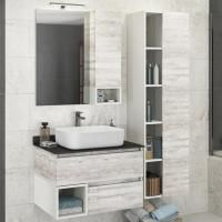 Мебель для ванной Comforty Прага 75, дуб белый, столешница антрацит