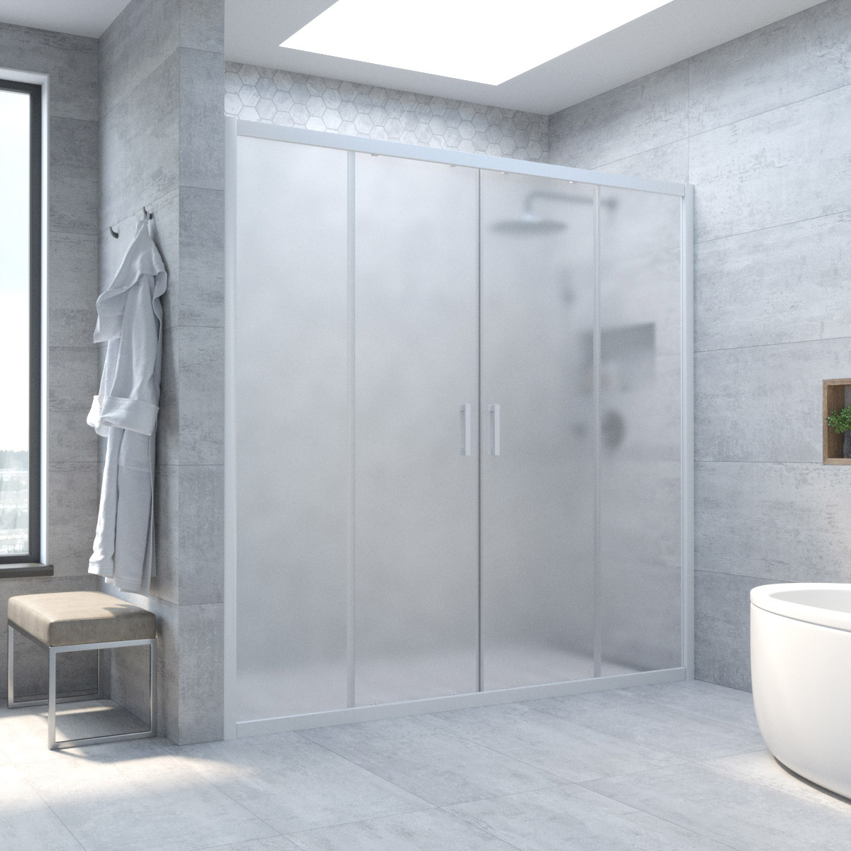 Душевая дверь в нишу Vegas Glass Z2P NOVO h2000 215 01 10, профиль белый, стекло сатин