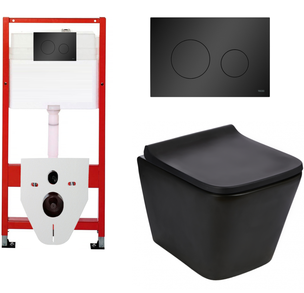 Инсталляция Tece TECEbase K440925 с кнопкой + унитаз подвесной WeltWasser Gelbach 043 MT-BL