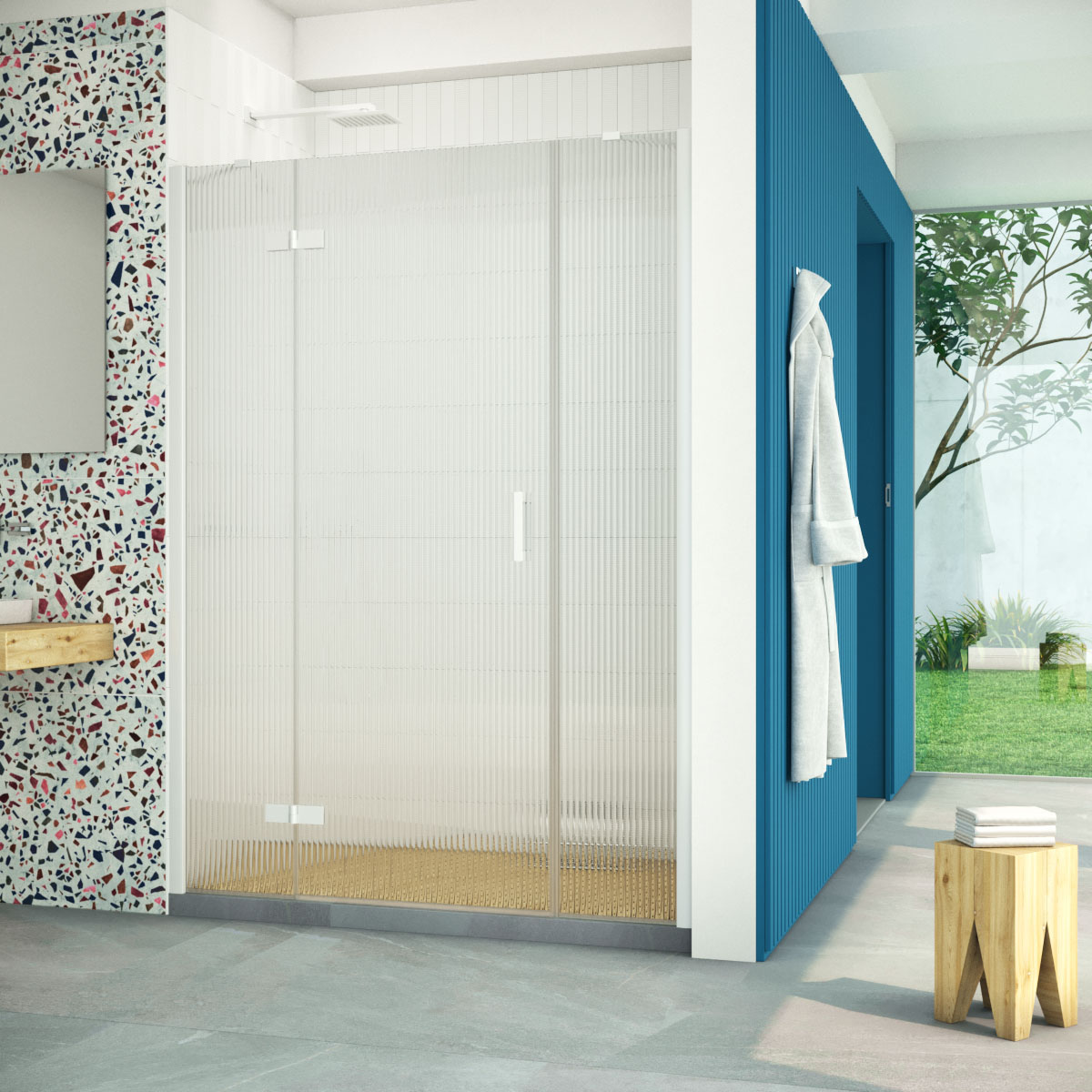 Душевая дверь в нишу Vegas Glass AFP-F Retta 150 01 Moru L, профиль белый стекло Moru