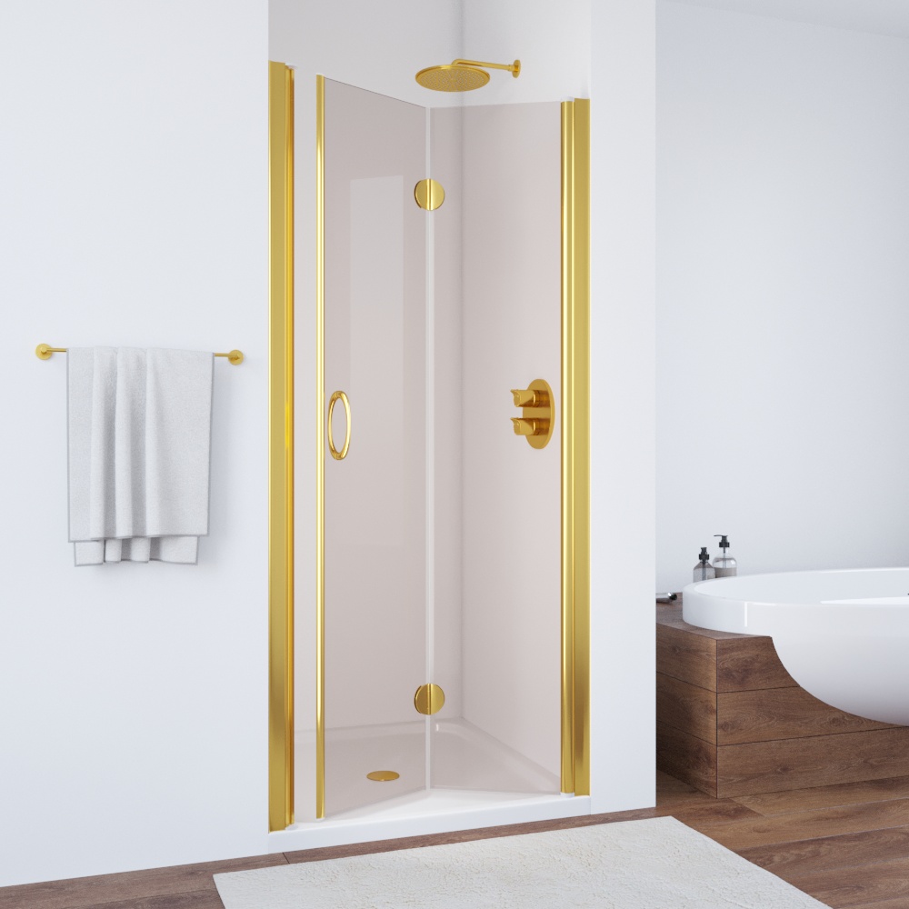 Душевая дверь в нишу Vegas Glass GPS 75 09 05, профиль золото глянцевое, стекло бронза