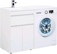 Тумба с раковиной Aquanet Токио 120 L белая напольная, 1 ящик, 2 дверцы