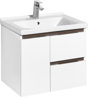 Тумба с раковиной Aquaton Рене 60 белая, грецкий орех