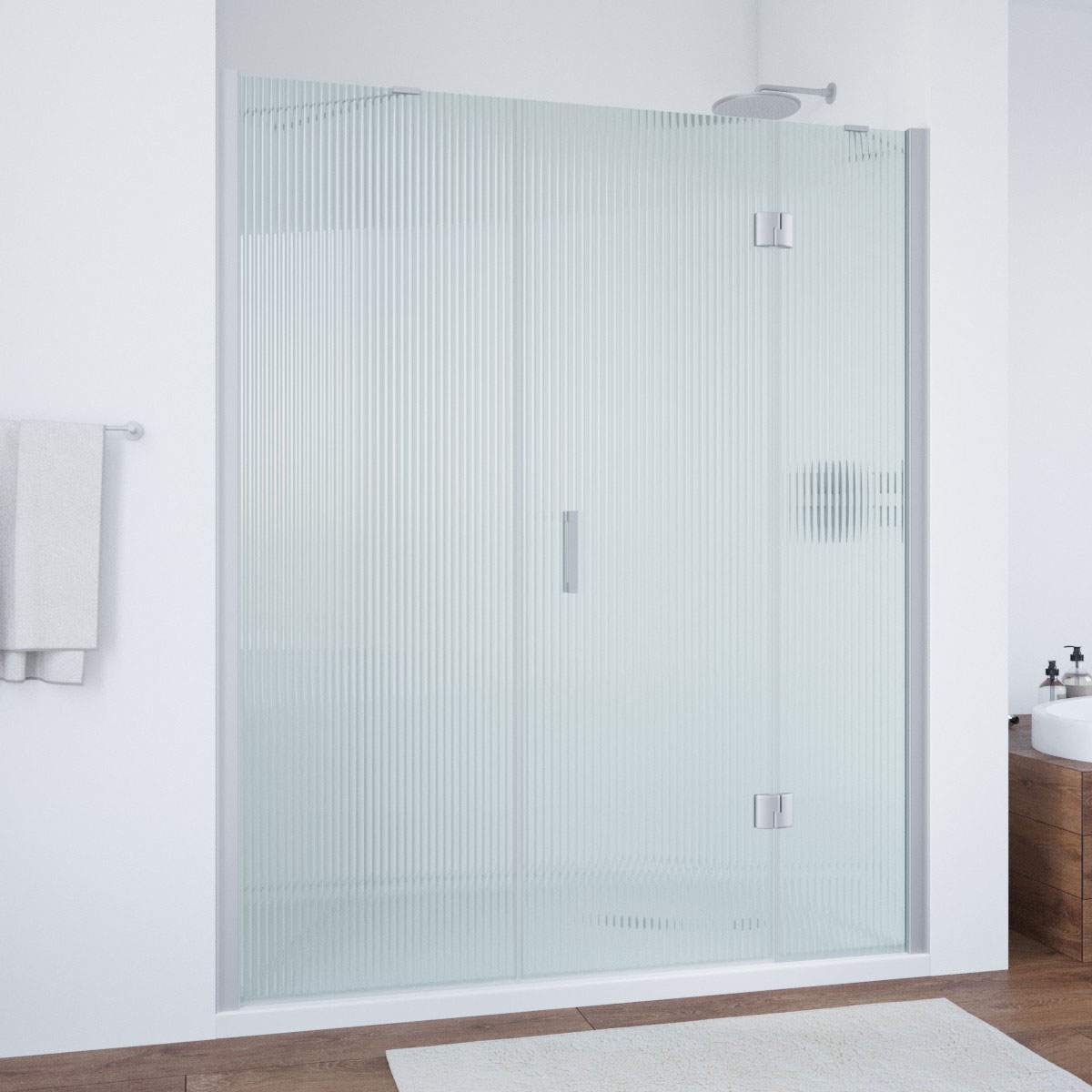 Душевая дверь в нишу Vegas Glass  AFP-F NOVO 160 07 Moru R, профиль матовый хром, стекло Moru