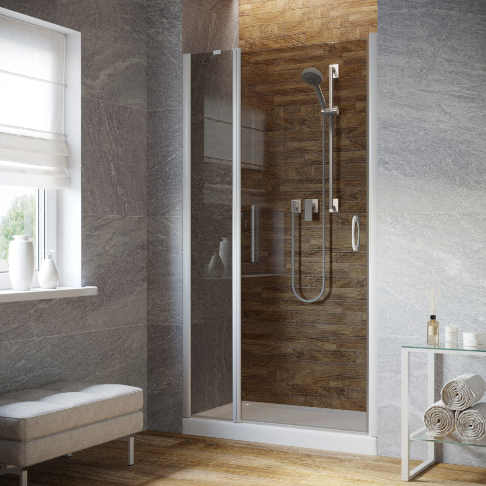 Душевая дверь в нишу Vegas Glass EP-F-1 LUX 150 01 07 L, профиль белый, стекло графит