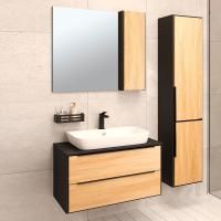 Мебель для ванной Runo Мальта 85 подвесная, дуб, черная