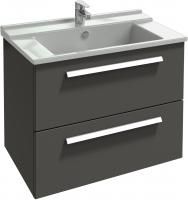 Тумба с раковиной Jacob Delafon Struktura 80 серый антрацит, 2 ящика