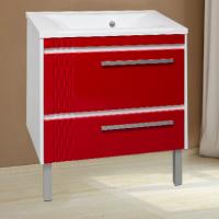 Тумба с раковиной Runo Мира 75 красная, напольная