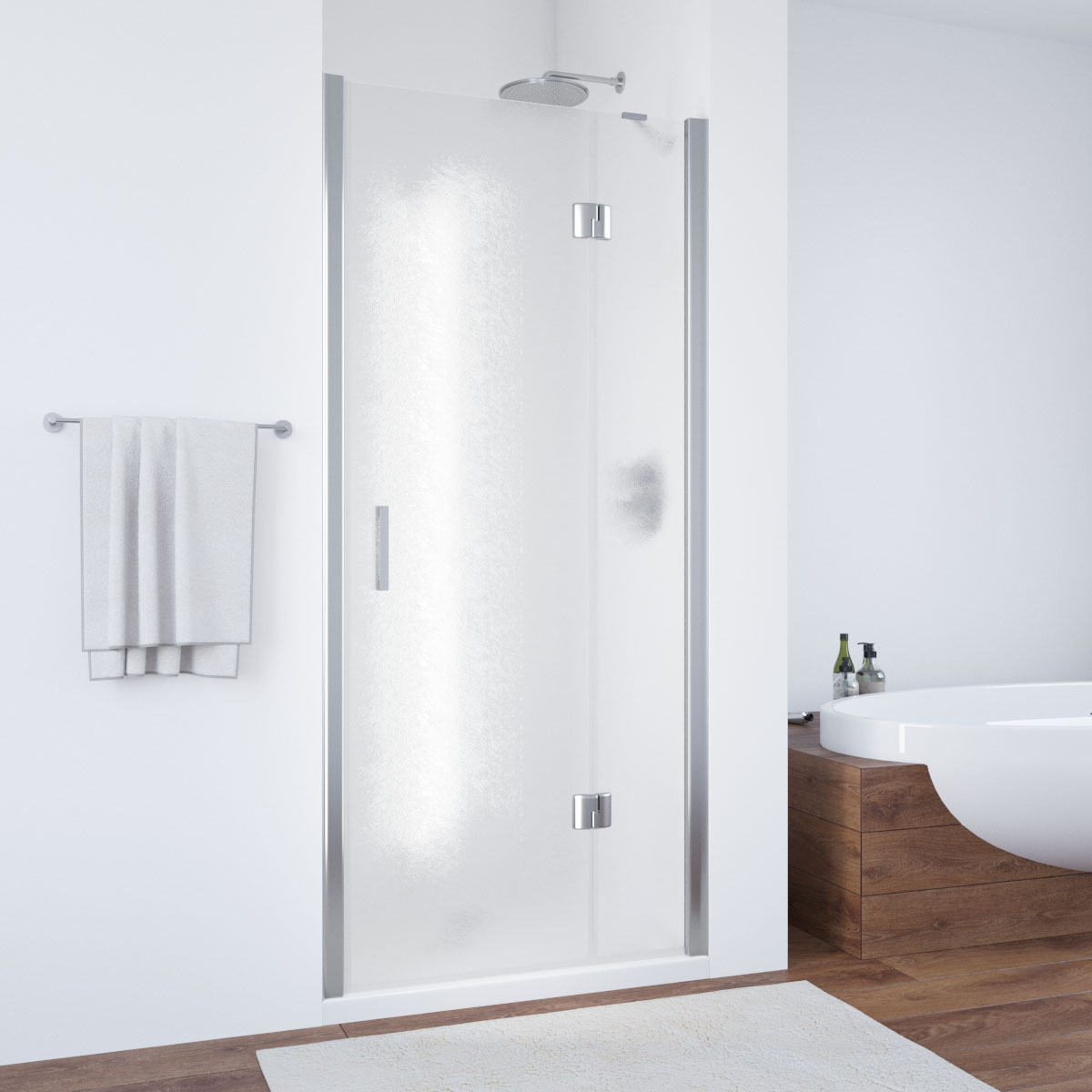 Душевая дверь в нишу Vegas Glass  AFP TUR NOVO h1890 100 08 02 R, профиль глянцевый хром, стекло шиншилла