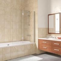 Шторка на ванну Vegas Glass E2V LUX 120 07 crystalvision R профиль матовый хром, стекло crystalvision