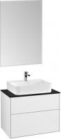 Мебель для ванной Villeroy & Boch Finion 80 glossy white lacquer, glass black matt, с настенным освещением