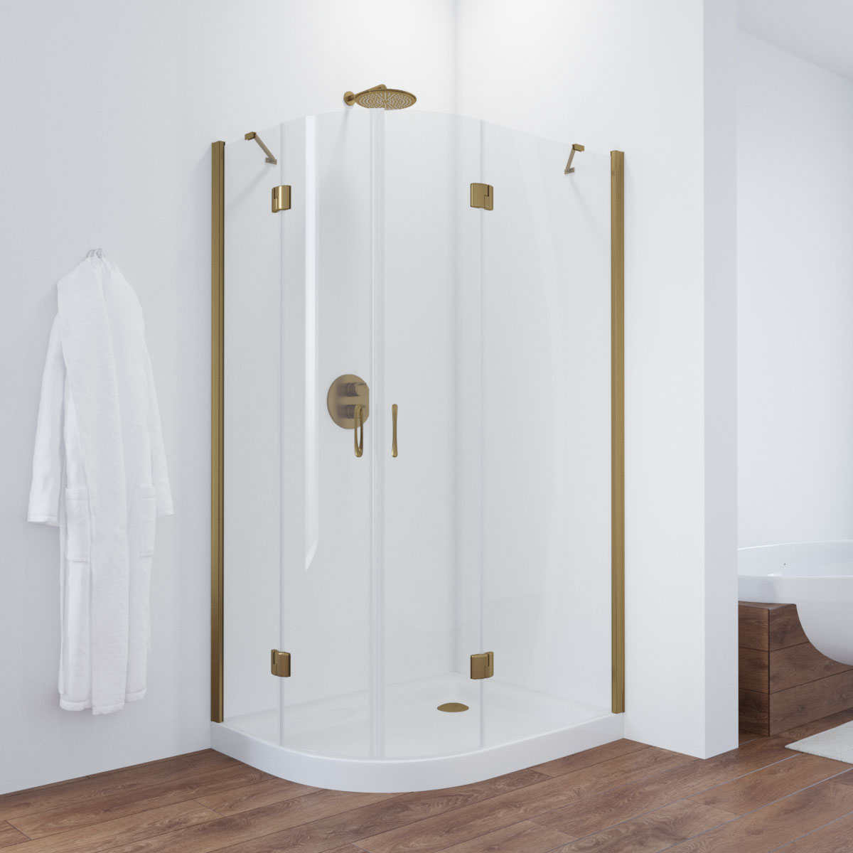 Душевой уголок Vegas Glass AFS-F TUR NOVO h1890 120*110 05 01 R, профиль бронза, стекло прозрачное