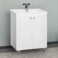 Тумба с раковиной Misty Вирджиния Бабочка 60 белая фактурная