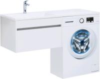Тумба с раковиной Aquanet Токио 130 L белая подвесная, 1 ящик
