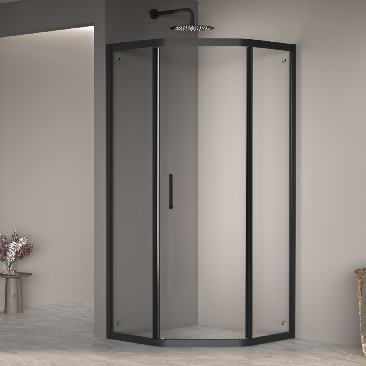 Душевой уголок RGW Passage PA-86B 1000х1000х1950  профиль черный, стекло прозрачное