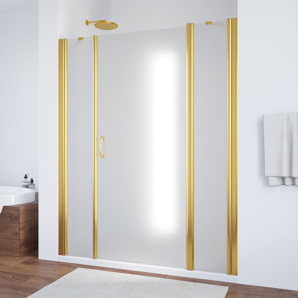 Душевая дверь в нишу Vegas Glass EP-2F 215 09 10 R, профиль золото глянцевое, стекло сатин