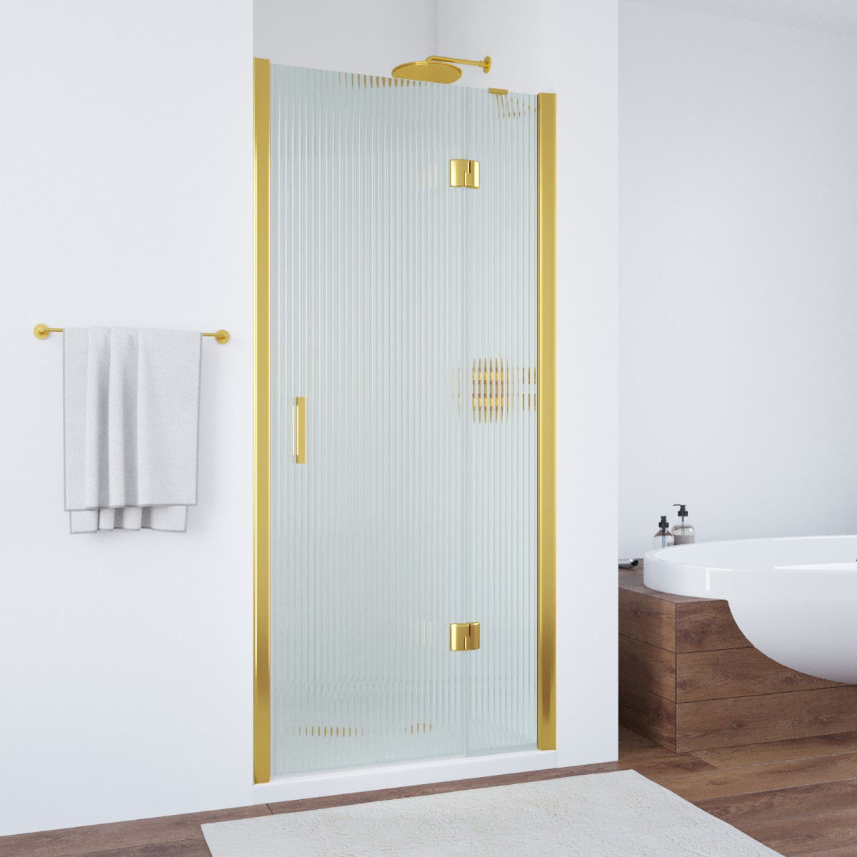 Душевая дверь в нишу Vegas Glass  AFP TUR NOVO h1890 90 09 Moru R, профиль золото глянцевое, стекло Moru